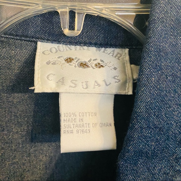 WOMENS COUNTRYWEAR CASUALS DENIM DRESS AND BLOUSE SET SIZE LARGE vintage Retro - Picture 2 of 14